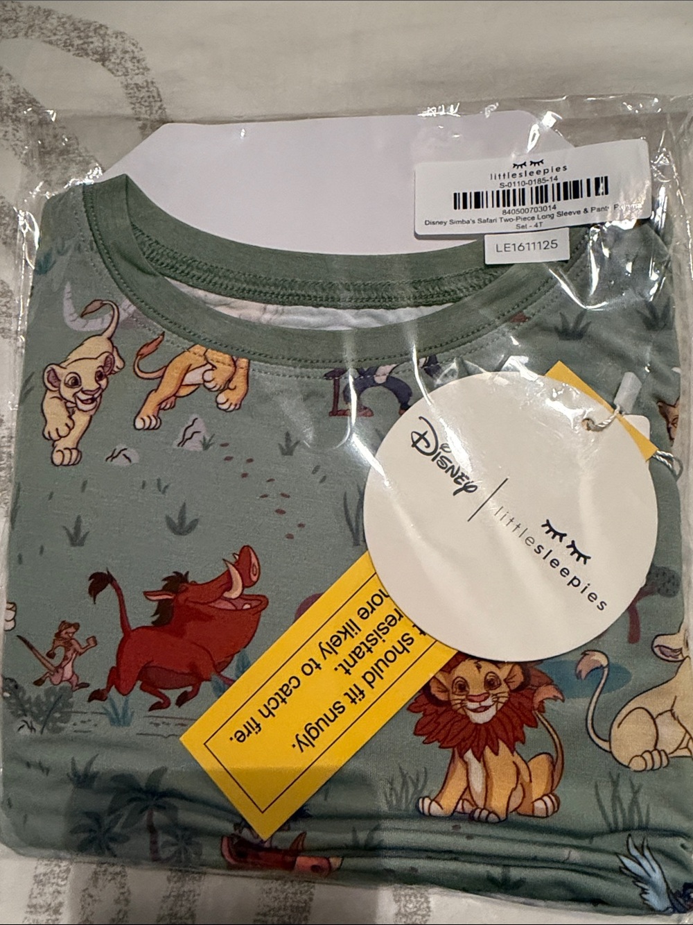 Little Sleepies Green Lion King Set 4T New